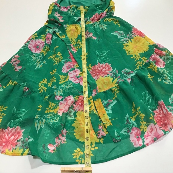 The Childrens Place Dress  Girls Sz XL 14 Green Floral Halter Chiffon Hi Low - Picture 14 of 14